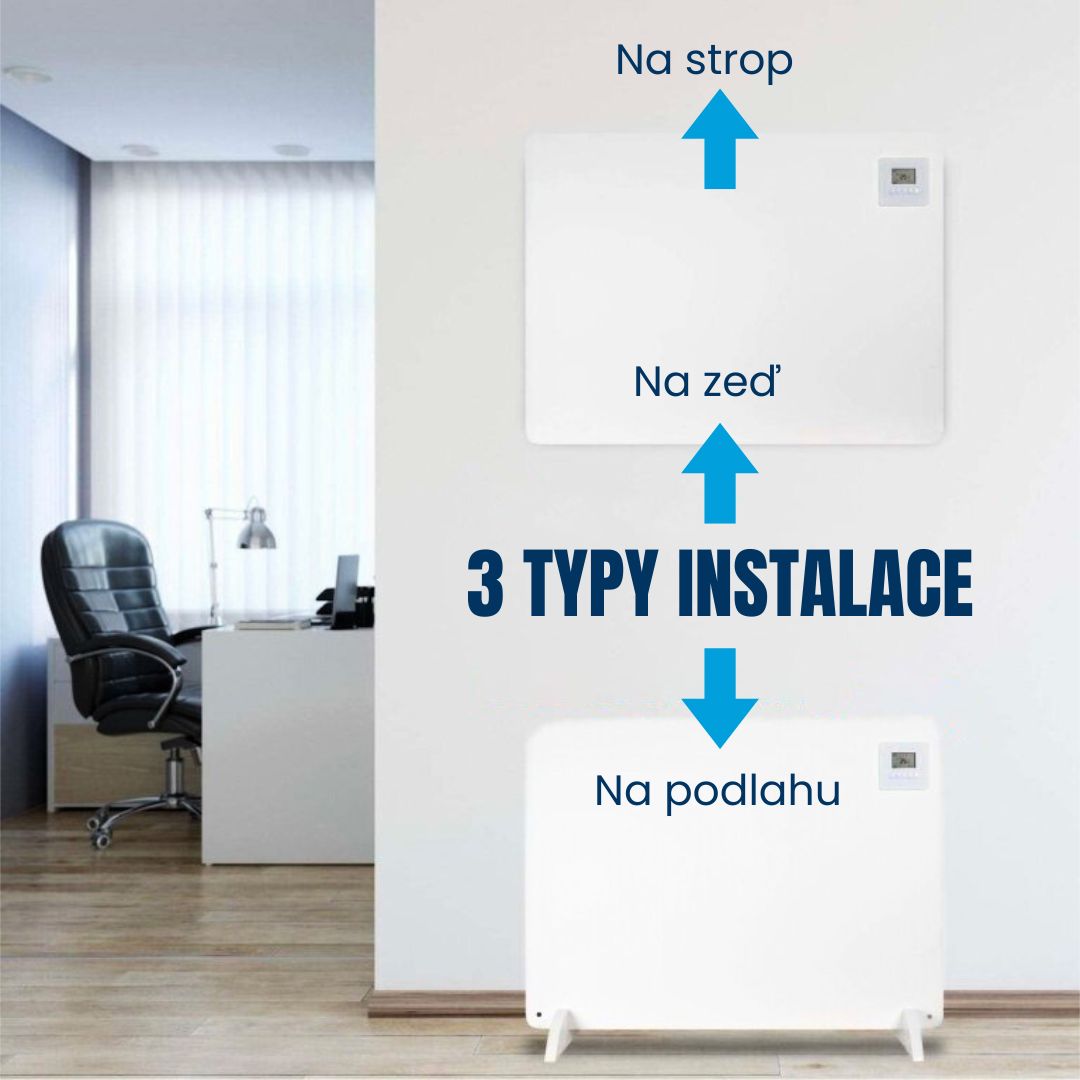 Montáž BOT infrapanelu IPH2 na stěnu a na podlahu v pracovně